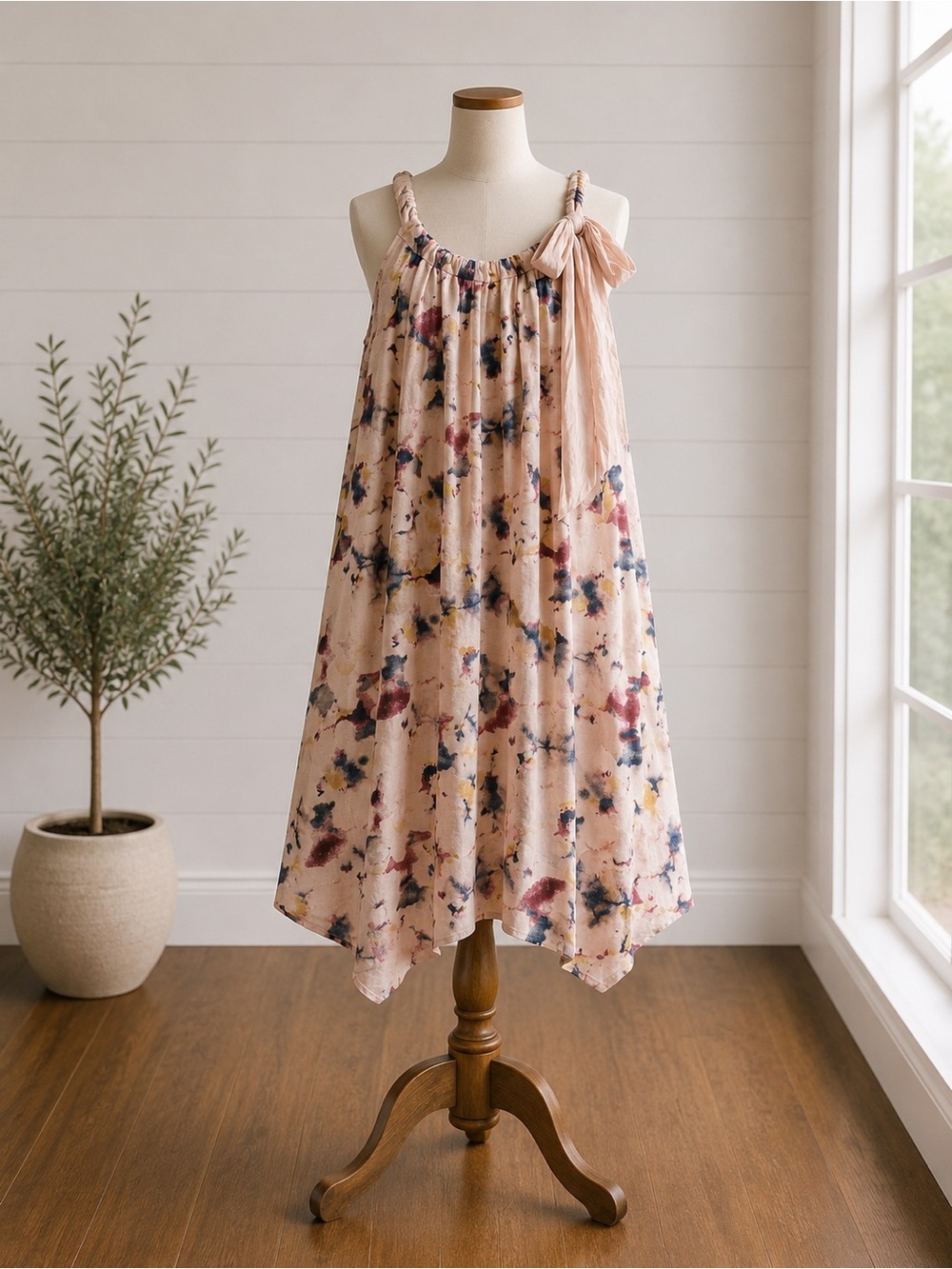 Bellambra Made in Italy 100% Linen Abstract Floral Maxi Dress M